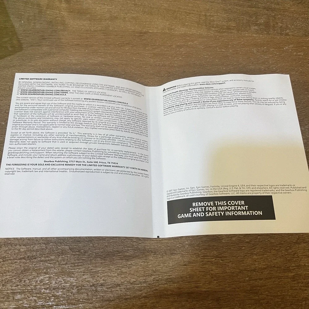 Fortnite Xbox One 2017 Original Physical Copy Purple Disc Case Artwork No Codes